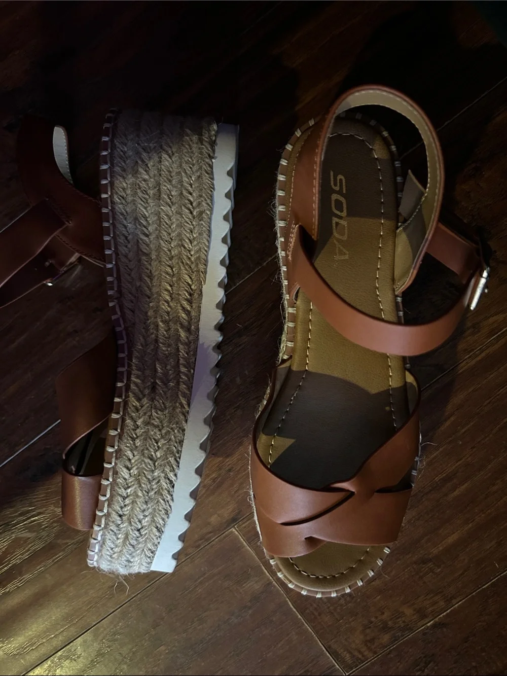 Soda Brown Braided Espadrille Platform Sandals